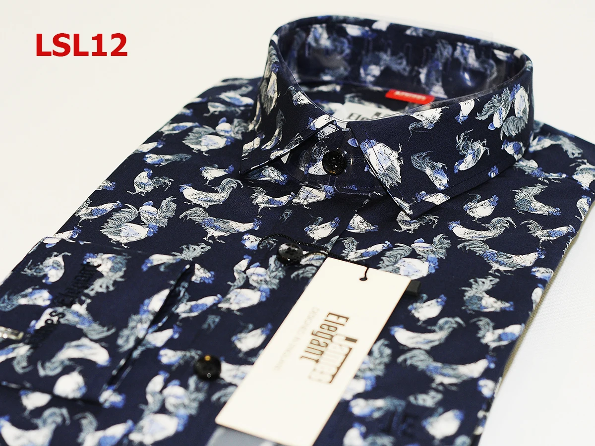 Vietnam Garment Products James Elegant Luxury Shirt Wholesale With Long Sleeve for Men Roosters Patterns