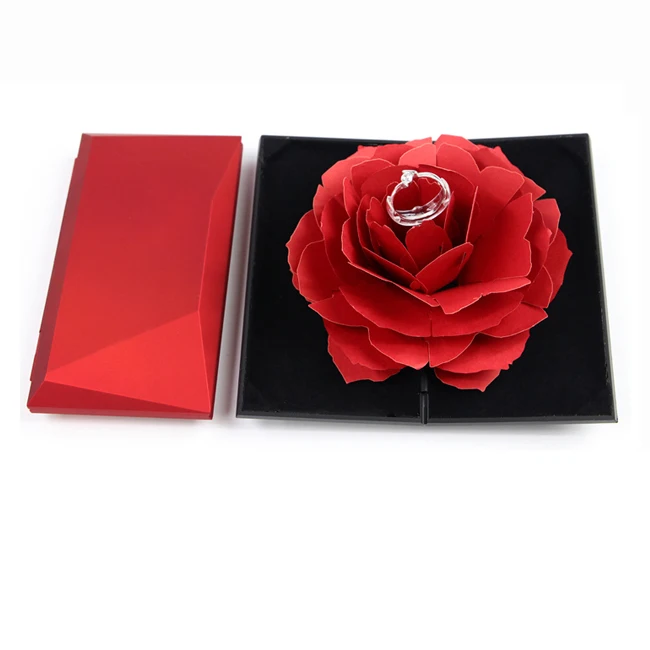 TA MINGREN Wholesale Love Propose Blume Rose Flower Pop Up Romantic Wedding Unique Jewelry Ring Box