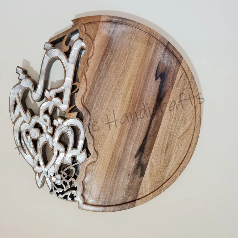 New Arrival for Ramadan and Eid Mother of Pearl Arabic Calligraphic Chocolate Tray Pearl Inlay Wooden Chocolate Packaging Tray