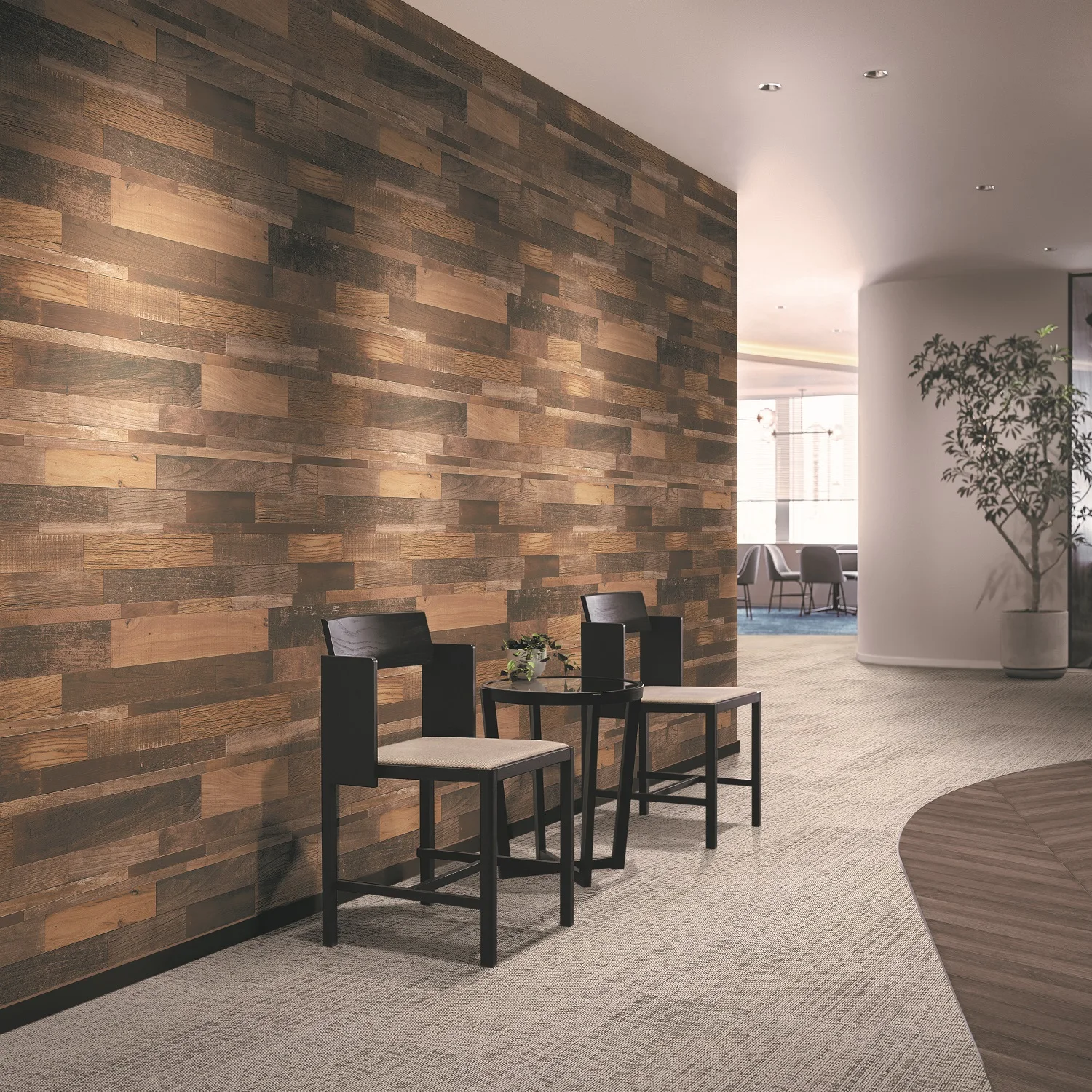 It is a stylish wallpaper made in Japan with a cork pattern that is ideal for hotel lobbies.