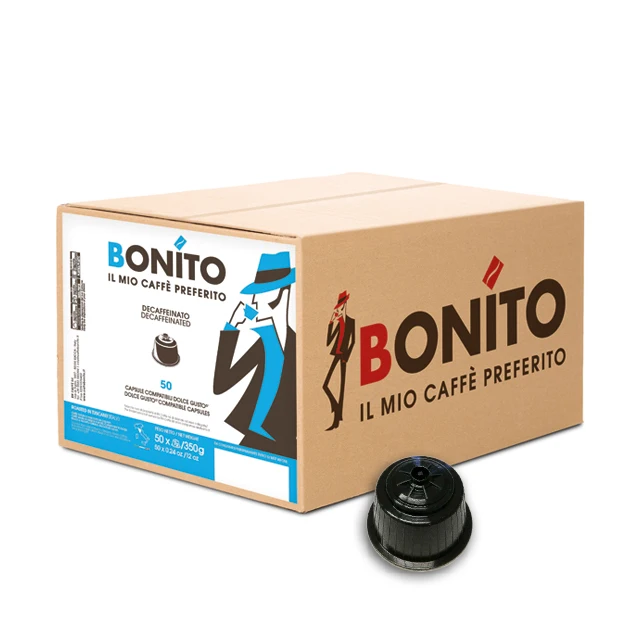 Made in Italy Best Quality Caffe Bonito decaffeinated blend Dolce Gusto compatible coffee capsules 50 box