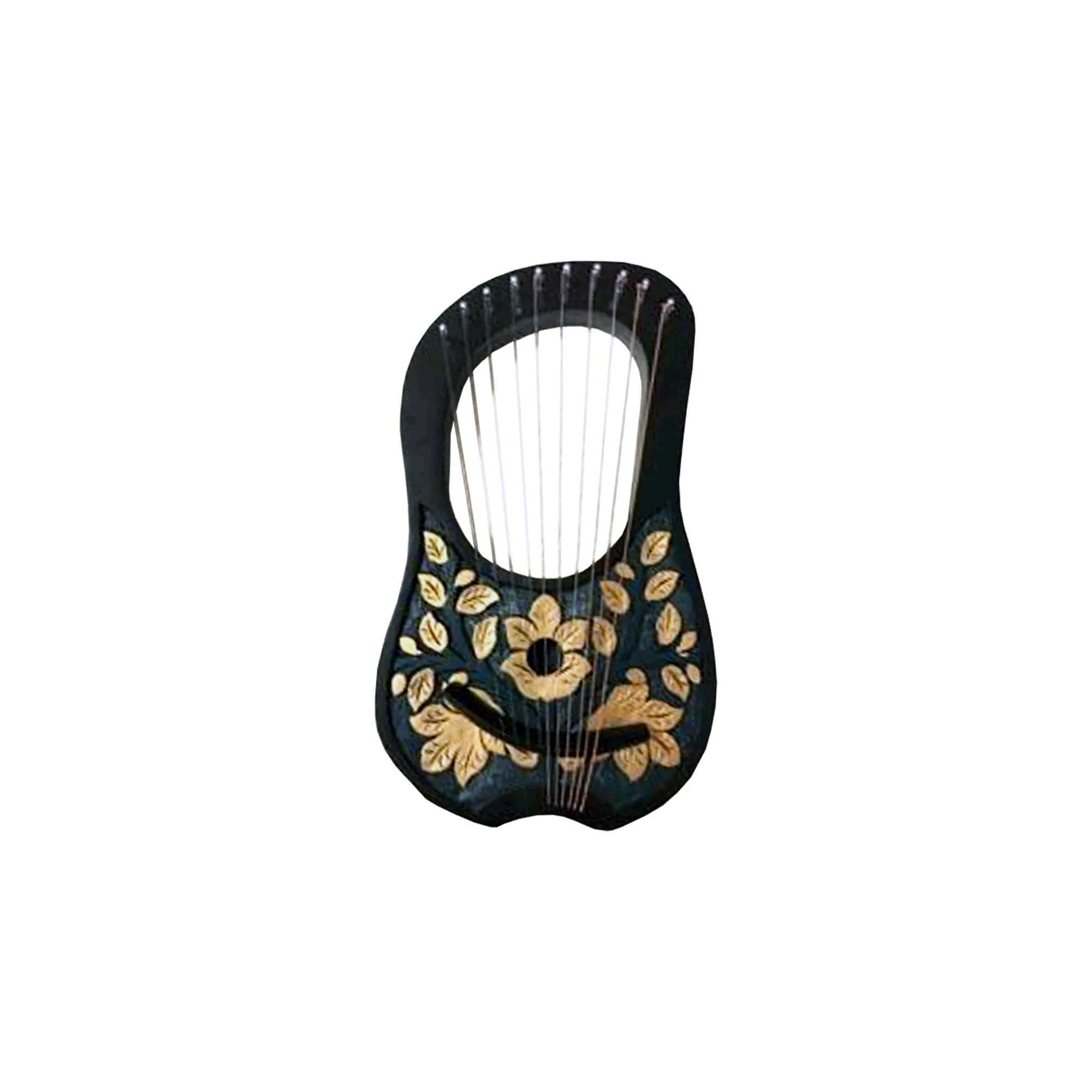 10 Strings Rosewood Irish engraving Baby Solid Wood harp in black and golden color