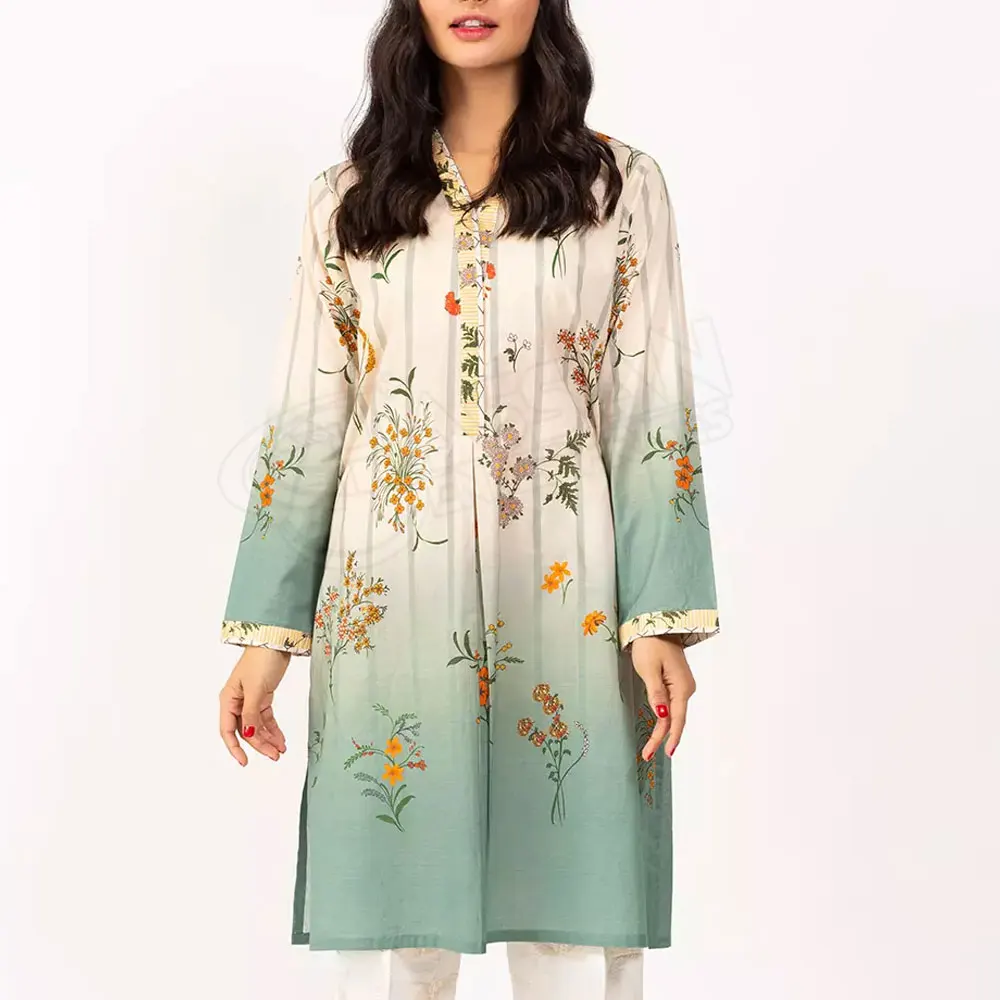 Ladies Casual Wear Kurtis in Floral Printed with Customized Design OEM Service Adults Women Kurti India & Pakistan PK Support
