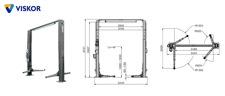 
Two Post Lift VTL-4T & Made in Korea One Cylinder Hydraulic Lift Ce 