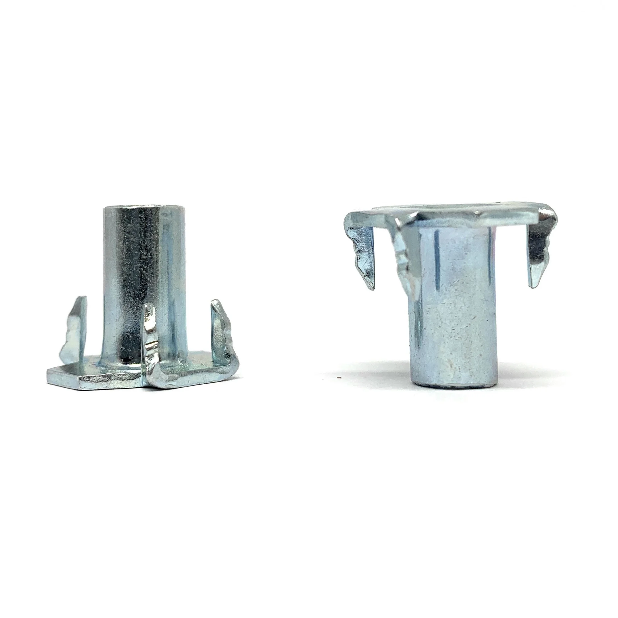 4 Prongs Steel Riveting T-Nut DIN Certified M5/M6/M8 with Zinc Plating/Galvanized Finish for Wood Furniture Industries
