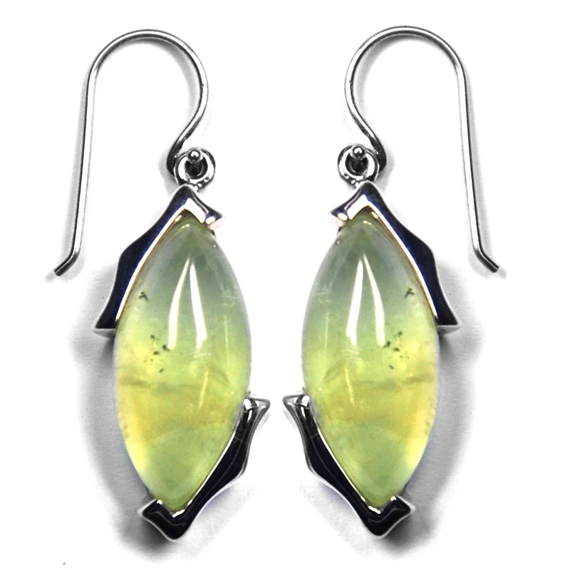 Naturan Зеленый Пренит драгоценный камень 925 стерлингового серебра серьги ювелирные изделия ручной работы серьги-подвески в форме зеленый с болтающимися частями шпильки