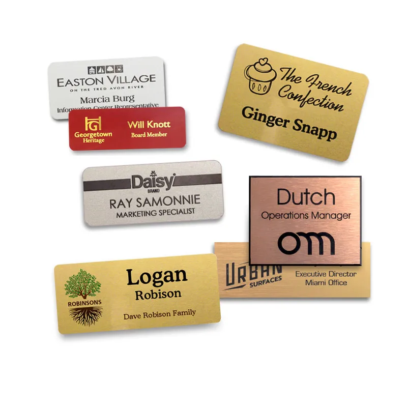 custom restaurant waiter stuff metal pin magnetic name tag badge