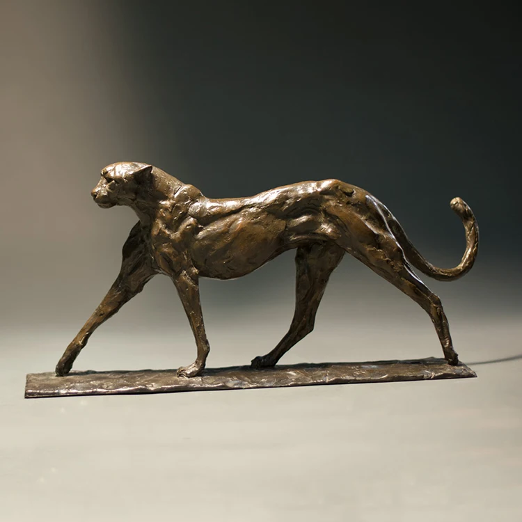 Metal Large Statue Factory Iron Metal Bronze Statue Home Decoration Cheetah Aluminium Statue