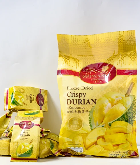 Sriwanna Brand Freeze Dried Monthong Durian Crispy premium grade best quality from Thailand dry fruits 210 grams per bag