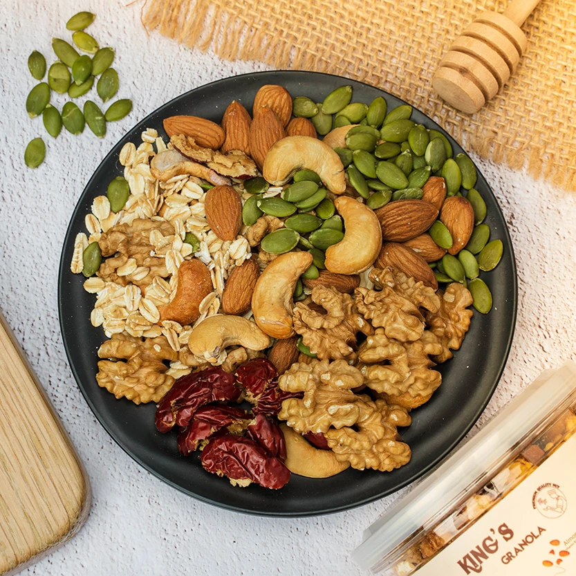 Box Packaging Sugar-Free Baked Oat Walnut Granola for Adult with Vani and Honey Flavor