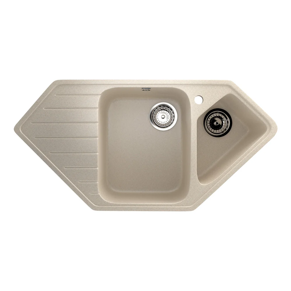 Composite  two-section kitchen sink with a mixer tap hole ULGRAN U-409
