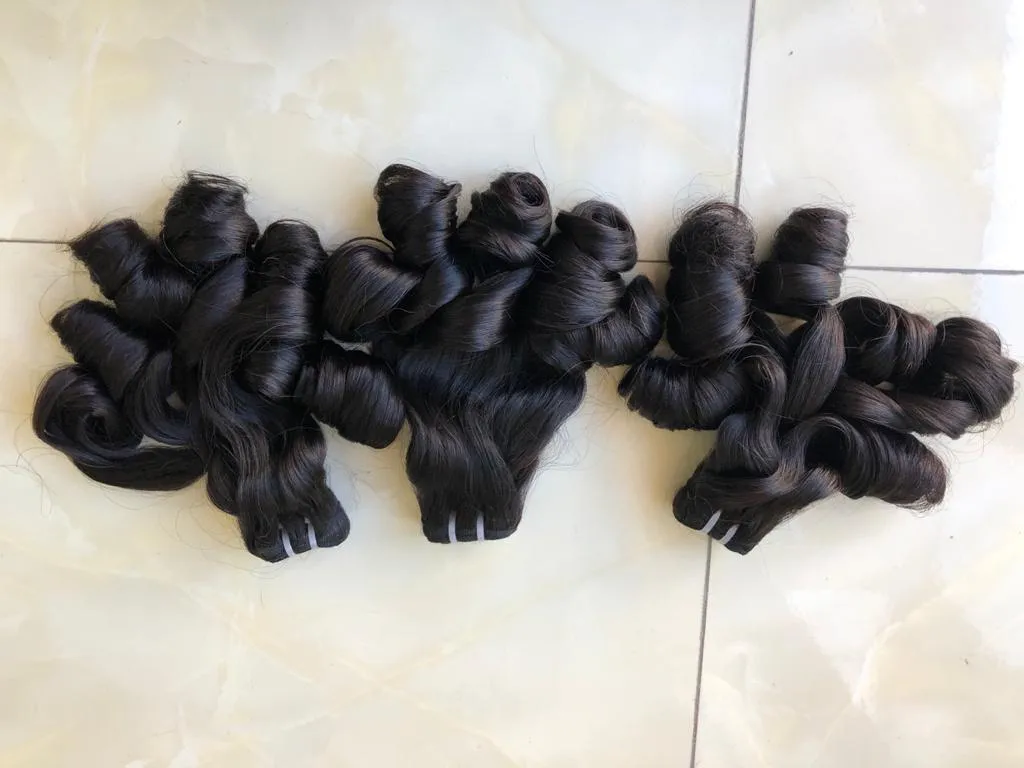 Grade 10A 9A Hair Weaving Bundles Bouncy Curl Hair Weave Natural Cuticle Human Hair Double Drawn Funmi From Anluxhair