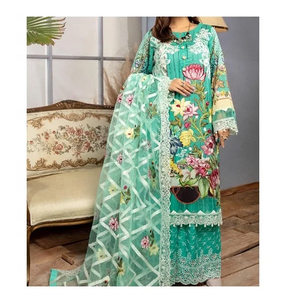 Customizable 2022 Top Quality OEM Service Casual Wear Women Lawn Collection 3 Piece Suit Available In Stock For Negotiable Price