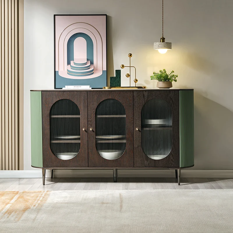 127606 quanu modern glass buffet table dining credenza buffets sideboards