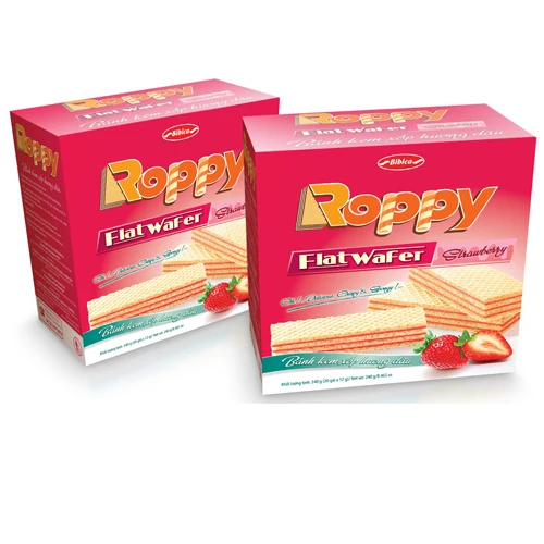 
(BIBICA BRAND ) ROPPY FLAT WAFER STRAWBERRY FLAVOUR 54G DELICIOUS PRODUCT FROM VIETNAM 