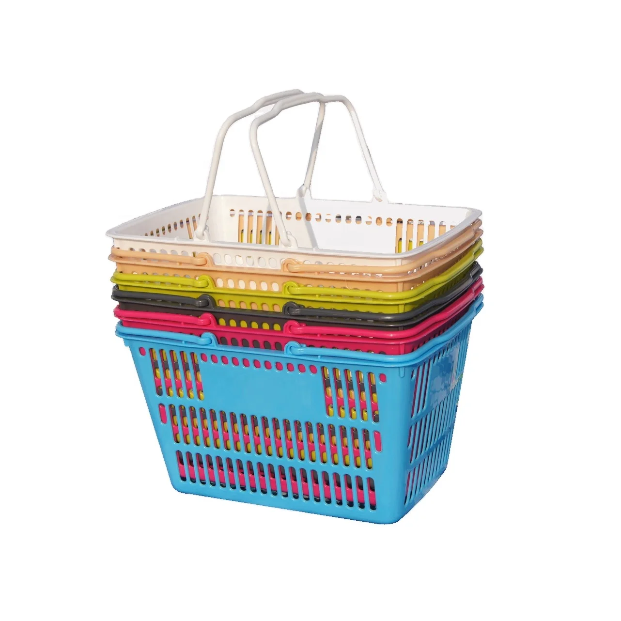 Оптовая продажа, небольшие пластиковые корзины 18 л для супермаркетов с ручкой