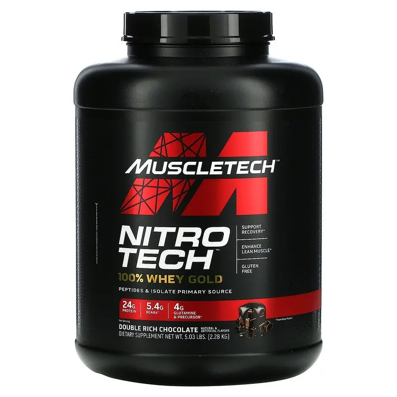 Verify Nitro Tech 100% Whey Gold MuscleTech Whey Protein Double Rich Chocolate Flavor