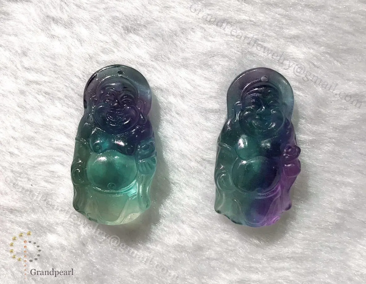 
Rainbow Fluorite - 17x30mm Buddha Loose pieces - Loose Gemstone 