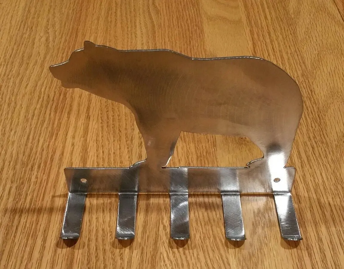 Bear and Bird Shape Metal Key Holder Hooks Home Wall Hanger Decor for Front Door Kitchen Garage Ready to Hang With 5 Hooks