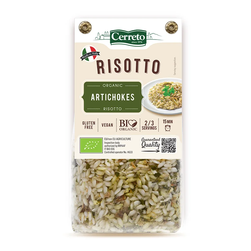 High Quality Italian Organic meal Artichokes Risotto fast cooking 210g