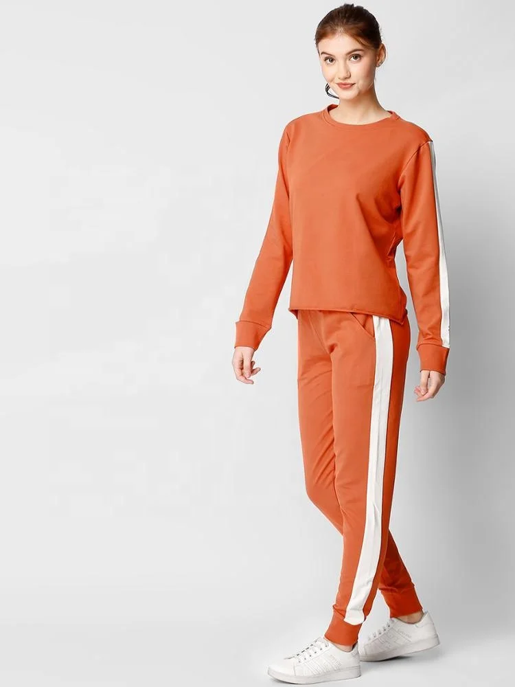 New Women Tracksuit Women Orange & White Track Suit  Workout Tracksuit Fashion Set by EVERGLOW