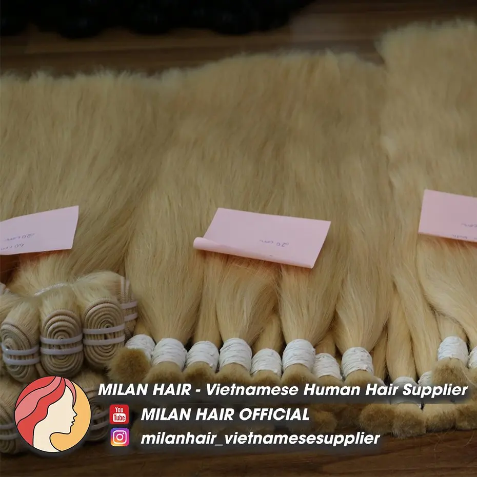 High-quality bulk hair silky straight blonde 613 color hair 100 gam bundles 100% Vietnamese super double drawn hair