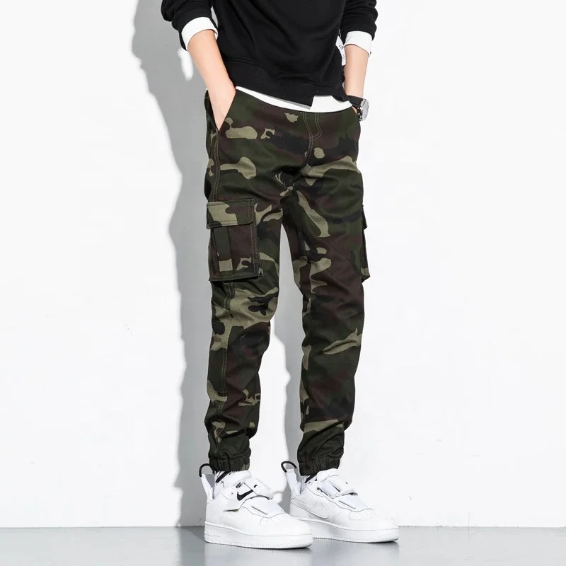 Camo Cargo Pants Men Tracksuit Pockets Jogging Pants Men Slim Sweatpants Fitness Fashion Sportswear Streetwear