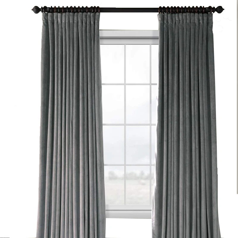 Полуободковые занавески, фирменная очень широкая занавеска из натурального серого бархата