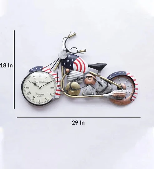 Newest US BIKE Amazon Hot Selling Custom Design Decorative Metal Vintage Design Antique Clock for Home Art WALL Decoration