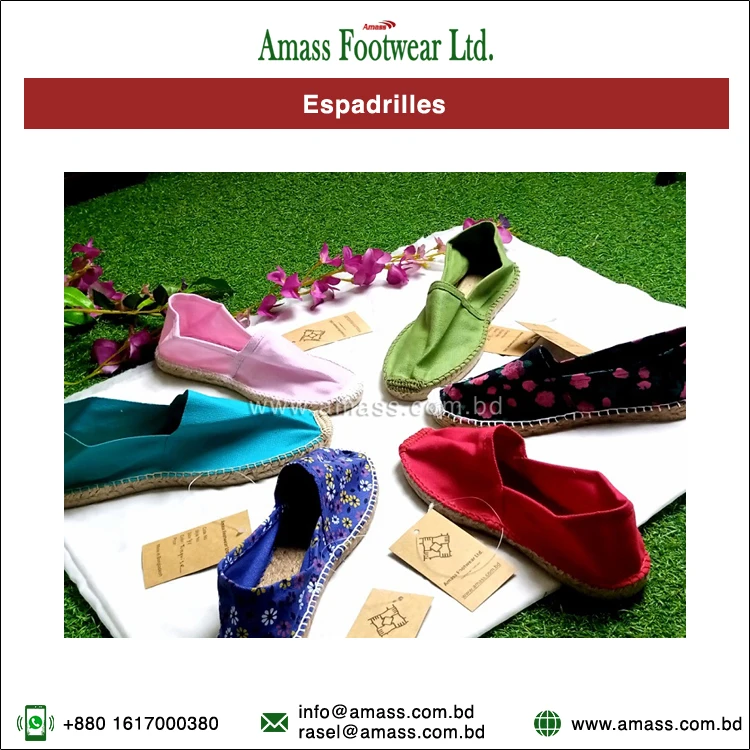 Manufacturing Superb Quality 100% Natural Material Handmade  Customized Espadrilles Flats