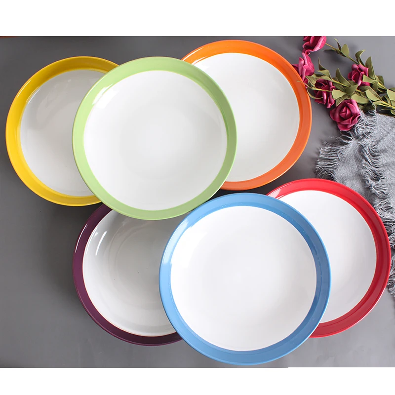 16 Pcs Dinner Set Pakistan Red Black Solid Two Stone Color Glazed Stoneware Ceramic Crockery Dinnerware