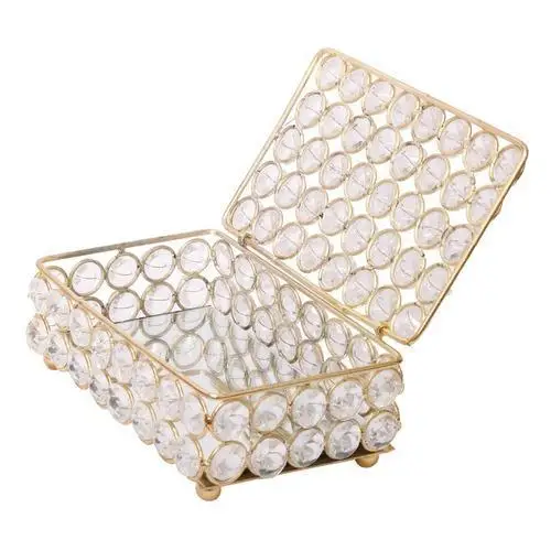 Beautiful and Luxury Small Crystal round Boxes for Gifting Jewellery Mosaic Jewel Case with Stone Theme for Christmas Decor