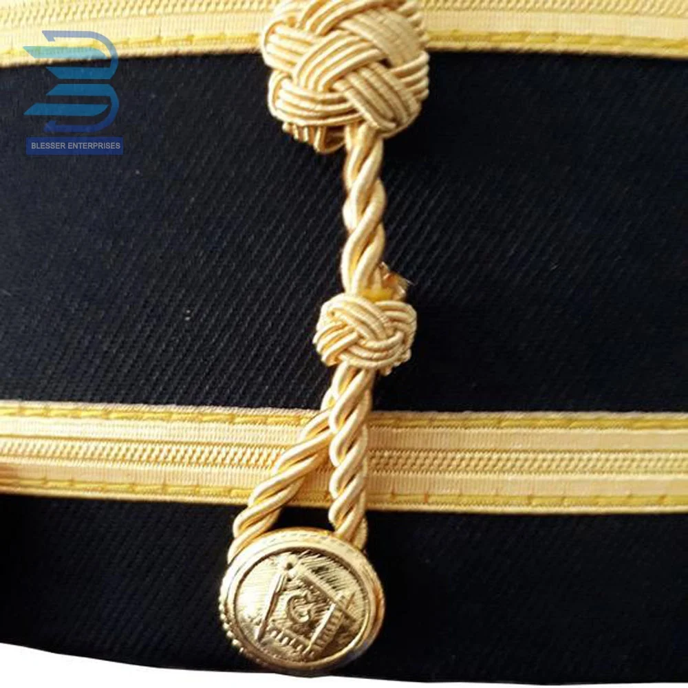 Masonic Knights Templar Black hat with Double Gold Braid Crown hat