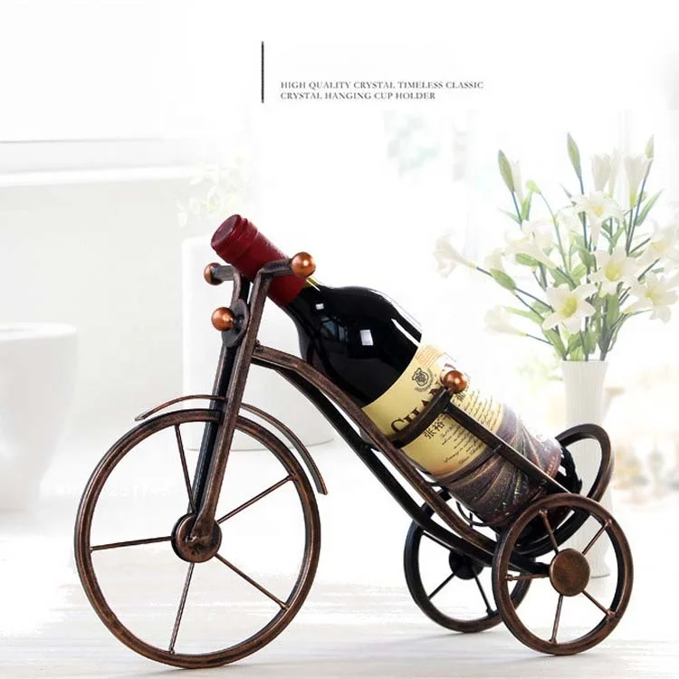 Tricycle Shaped Metal Wire Hanging Wine Glass Bottle Rack Display Shelf