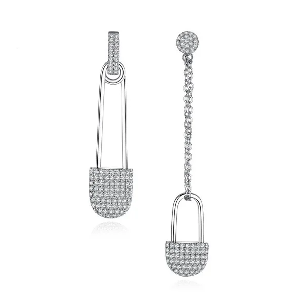 Fashion fine jewelry  aretes de plata wholesale silver locker earring  925 sterling silver long clip earring for women