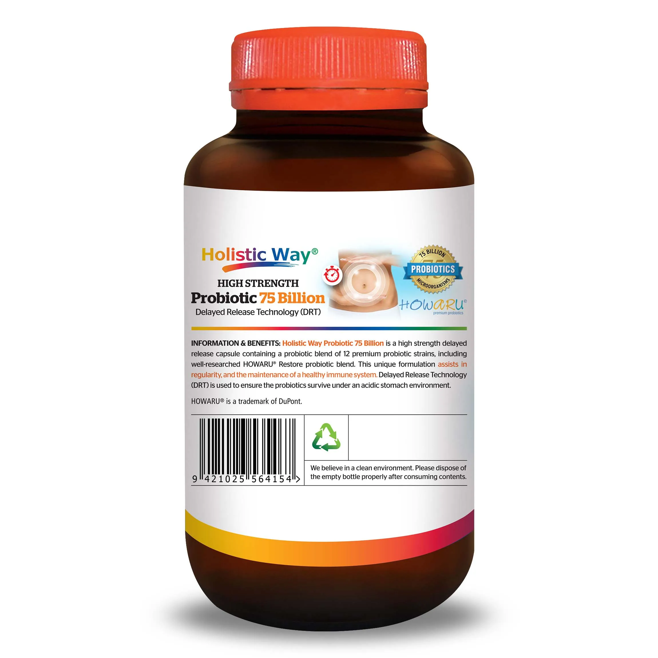 
Immunity Booster Dietary Stomach Supplement Holistic Way Probiotic 75 Billion (30 Vegetarian Capsules) 