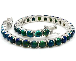 New Arrival Black Opal 5 MM Natural Gemstone 925 Sterling Silver For Women Tennis Style Bracelet By Indian Manufacturer Supplier