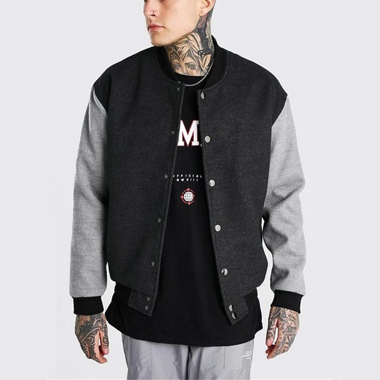 2022 Wholesale Men Custom Cotton Fleece Baseball Jacket Letterman Blank Hooded Wool Jacket unisex men jacket (10000007503354)
