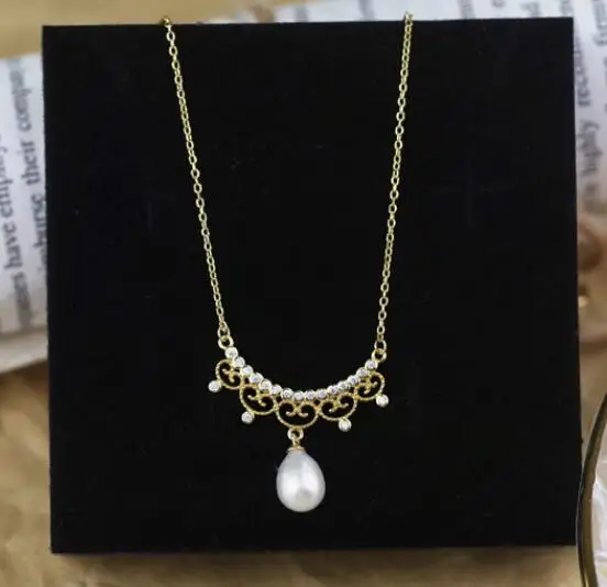 baroque vintage elegant jewelry collar de plata 14k gold plated 925 sterling silver gold plated pearl necklace