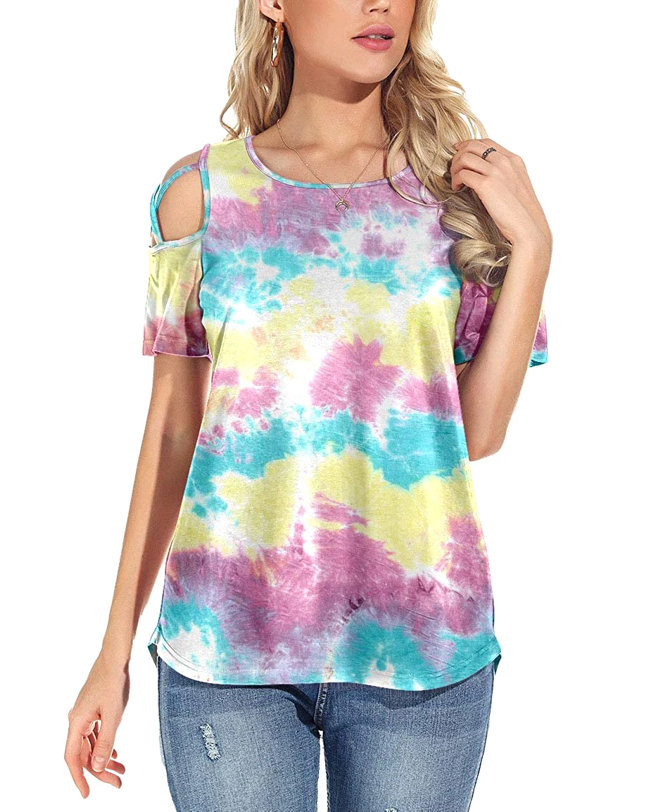  Оптовая продажа летние модные женские футболки с круглым вырезом и принтом