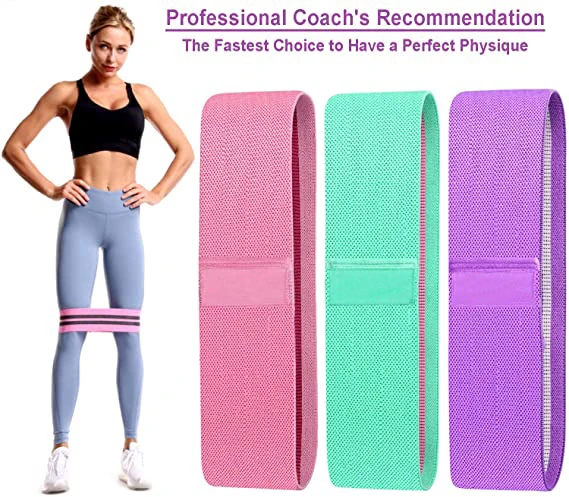 wholesale Women Hip Strength Training Fabric Booty Exercise Bands Home Fitness Hip Circle Wide Anti Slip Fabric Resistance Bands