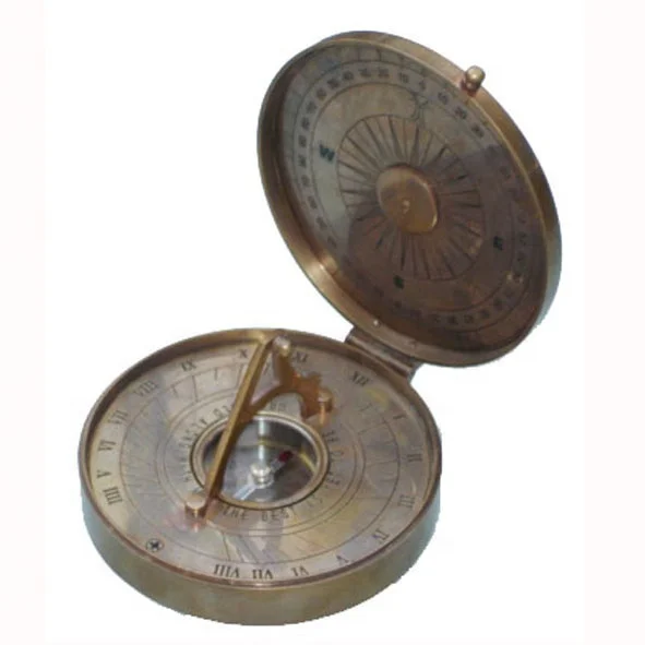 Top Selling royal design Brass Antique Sundial Compass Nautical camping premium compass and push button compass