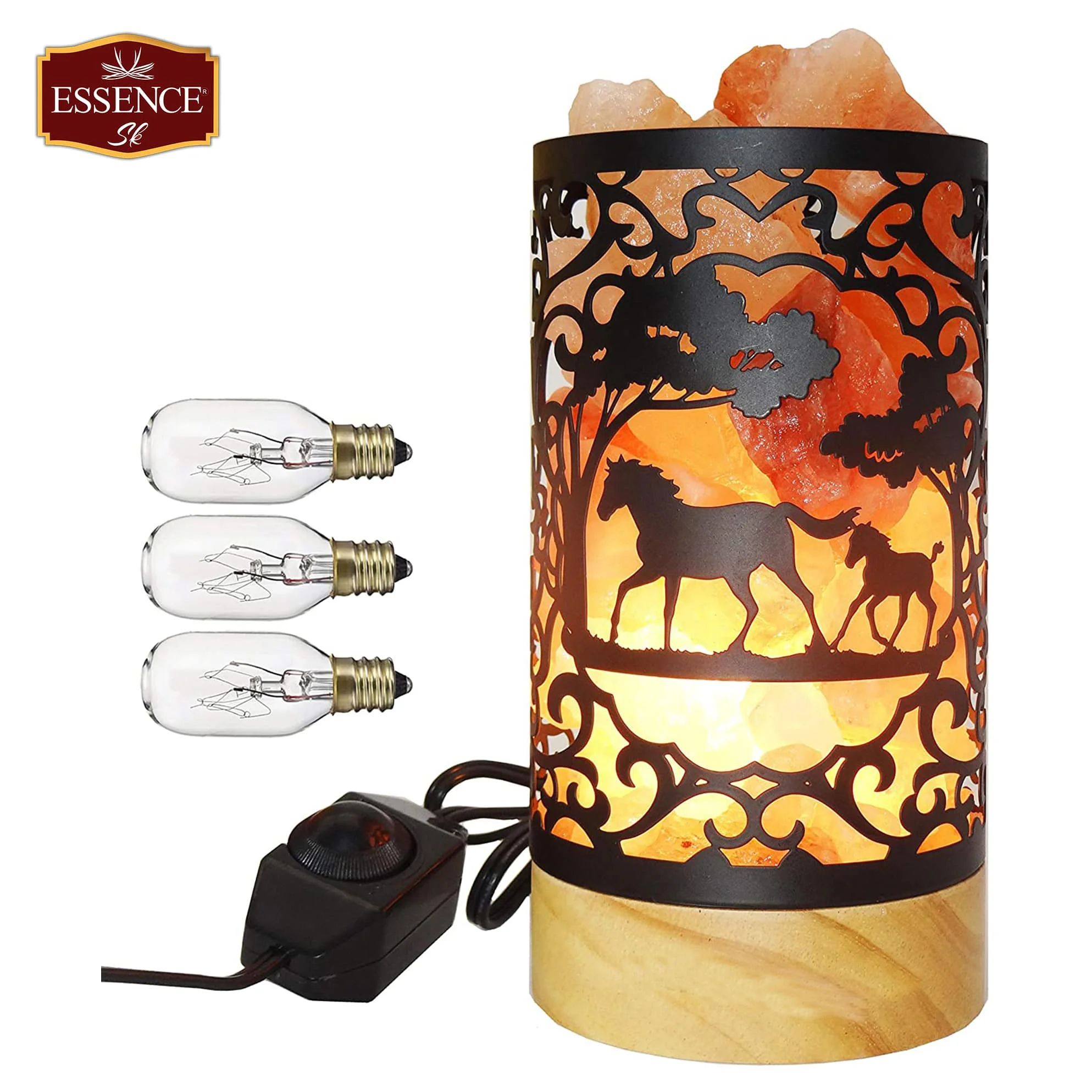 HIMALAYAN SALT LAMP WITH SVG WOOD DESIGN