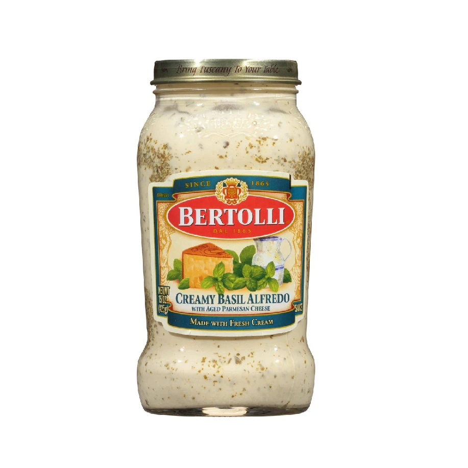 Bertolli Creamy Basil Alfredo Pasta Sauce with Aged Parmesan Cheese (15 Oz x 6 Units) Product of USA
