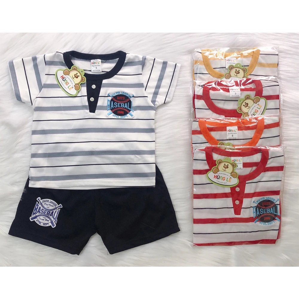 2021 children fall Vietnam asian striped cartoon wholesale baby suit boutique boy kids clothing set
