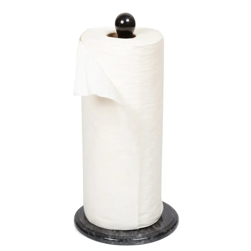 Marble Paper Towel Holder Black Countertop Storage Bathroom Gloss Polish Tissue Roll Toilet Standing Kitchenware Wholesale