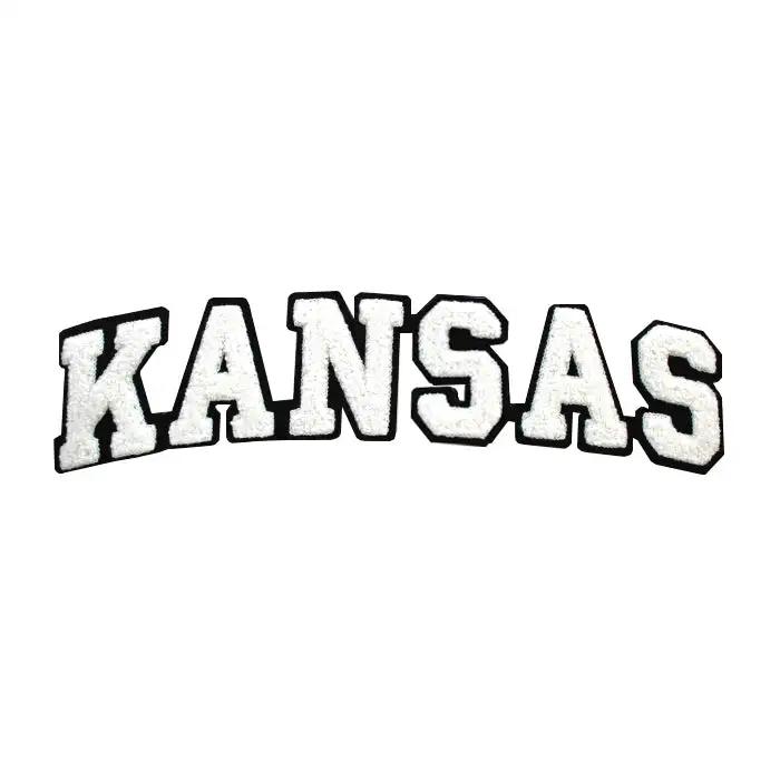 Wholesale custom state city name script Chenille Patch cali connecticut nebraska louisiana maryland kansas letter chenilla patch