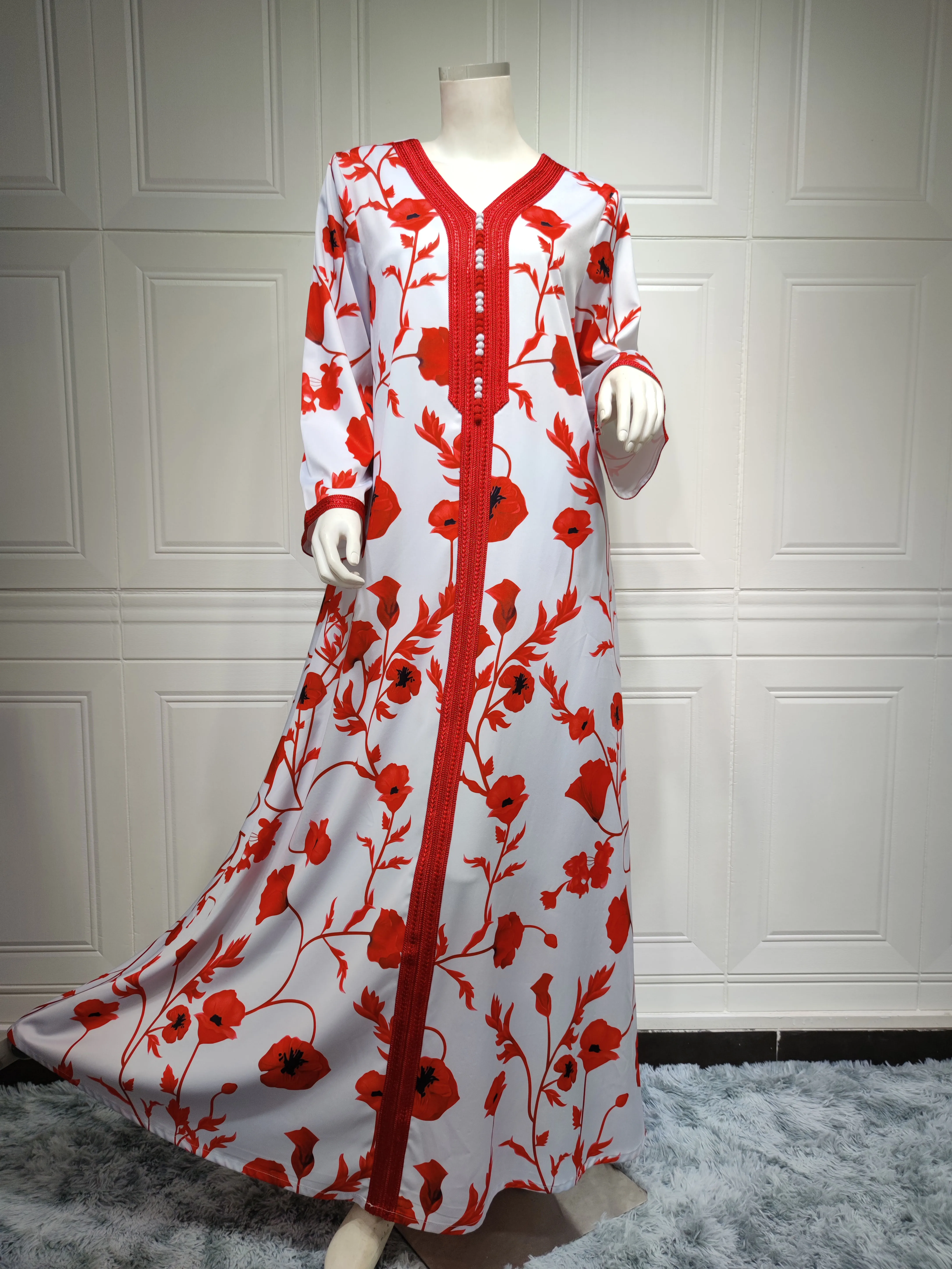 Fashion Print Casual Dresses Islamic Clothing Arab Robe Plus Size Morocan Kaftan Dress Abaya Women Muslim Clothes