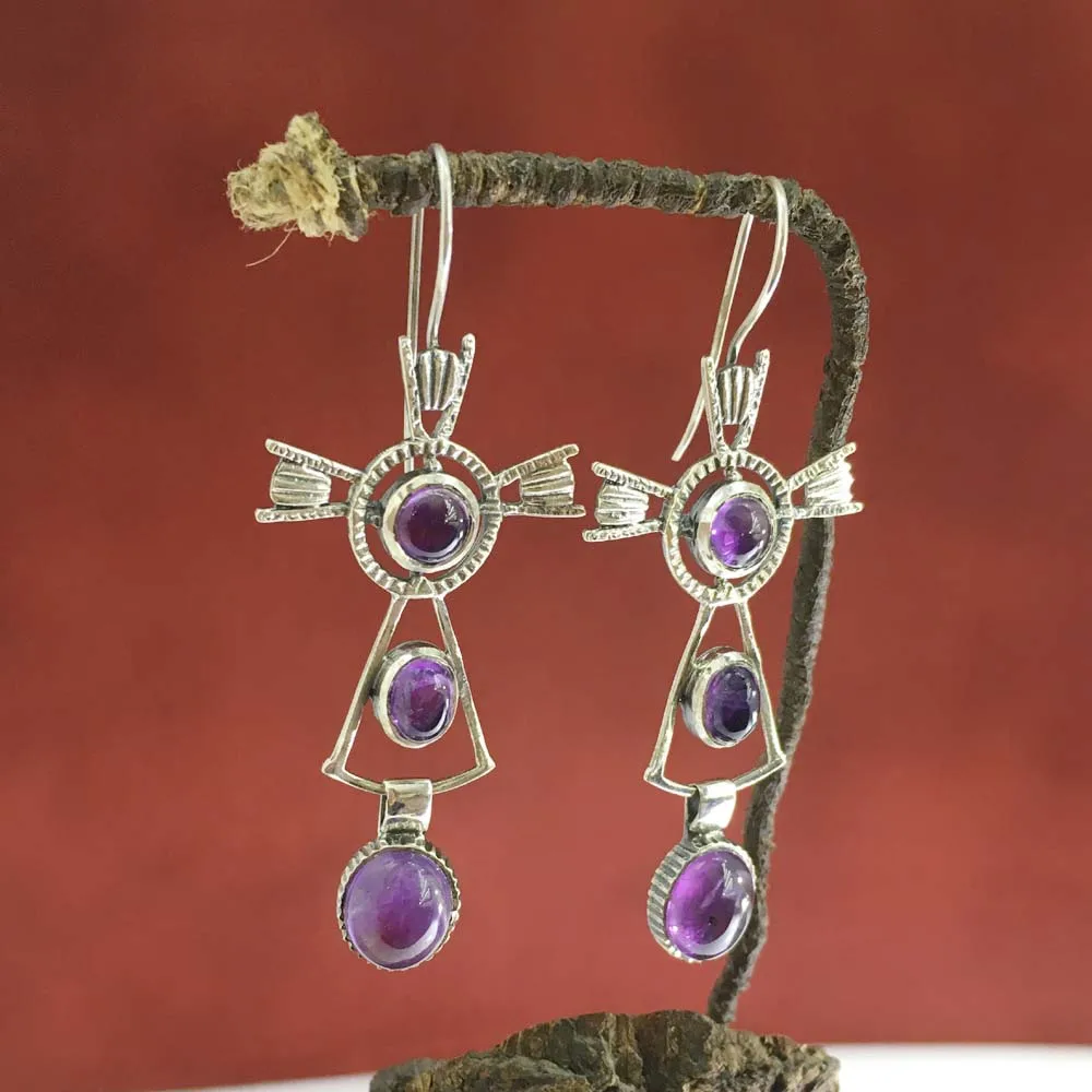 Oxidised Unique & Different Design Earring Pure 925 Sterling Silver Wholesale Price Excellent Quality Amethyst Gemstone Earrings