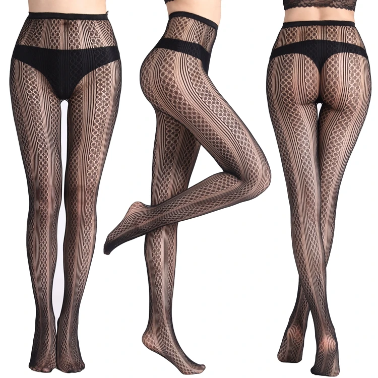 Оптовая продажа, сексуальные сетчатые жаккардовые чулки, женские дышащие Черные Сетчатые колготки